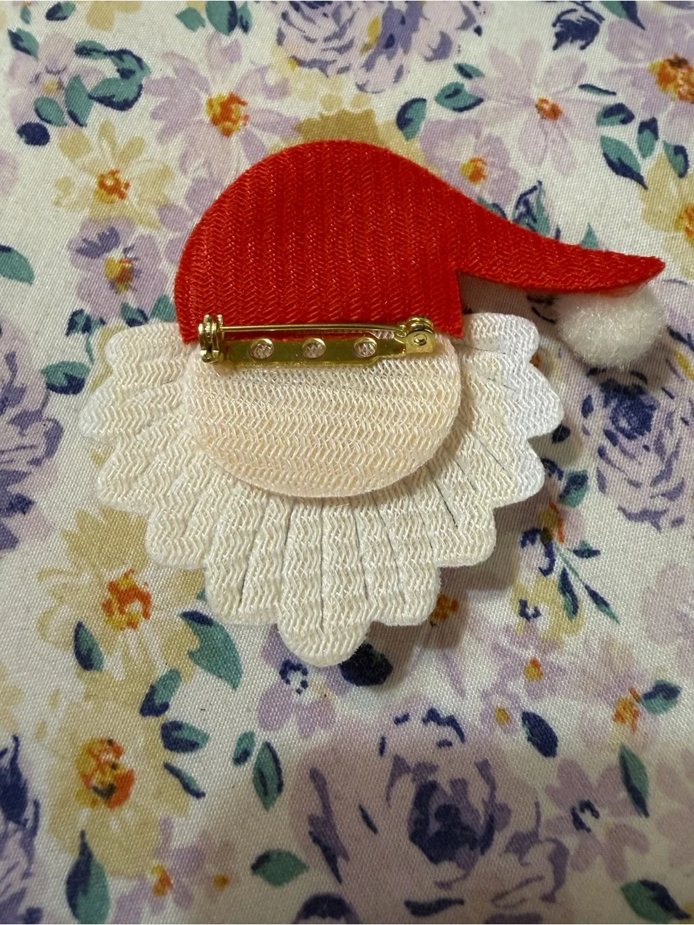Festive Santa Felt Applique Pin. Red & White